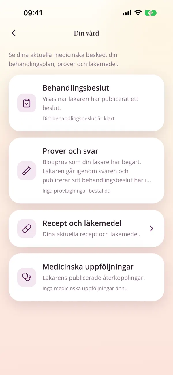 Medicinsk behandling och uppföljning i Ella-appen